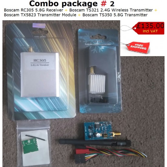 Boscam RC305 Receiver, Boscam TS321 2.4G Transmitter, Boscam TX5823, Boscam TS350 5.8G Transmitter Combo Deal 2