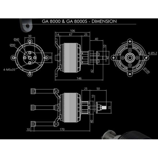 Dualsky GA8000.8S GA8000.8 GA8000.9 GA8000.9S Motor E-Conversion