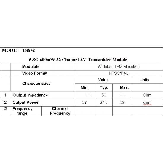 TS832 5.8G 32Ch FPV Transmitter 600mW