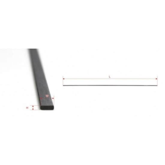 Flat and Thin Carbon Fibre Rod 0.6mm*5mm*1M