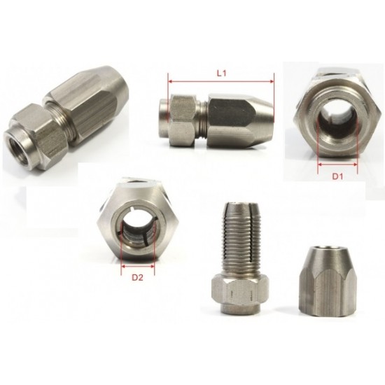 Collet Length=30mm Dia-A=M8-1.25 Dia-B=6.35mm