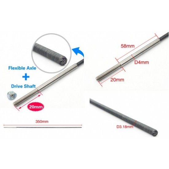 Flexible Axle + Drive Shaft Length-A=350mm for Boats