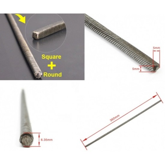 Flexible Axle (Round & Square) Positive  Length=360mm for Boats x 2