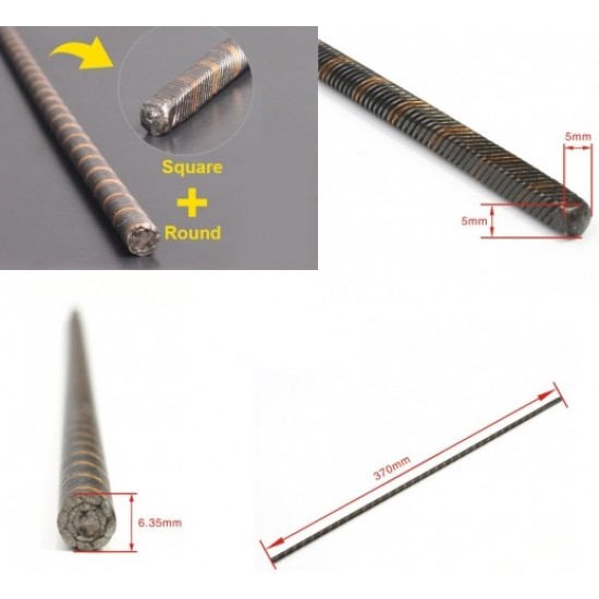 Flexible Axle (Round & Square) Positive Length=370mm for Boats x 2 