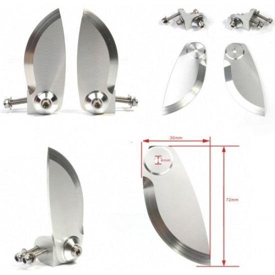 Aluminium Alloy Stabi Length=30mm Height=72mm for RC boat (a pair) 