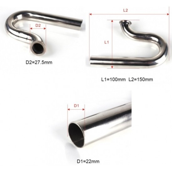 Front Exhaust Pipe/Bent Pipe L100mm/ D22mm for RC Boat 26CC Gas Engine 