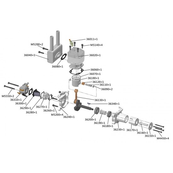 CRRCpro 36CC Rear Exhaust Engine