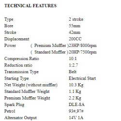 DLE-200 Premium or Standard Engine