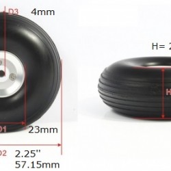 RC Airplane PU wheel with CNC Alu Hub 2.25" (pair)