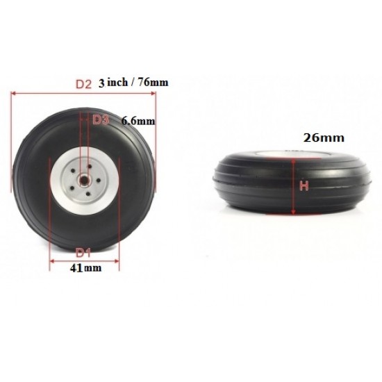 RC plane PU Wheel 3 inch / 76mm (pair)