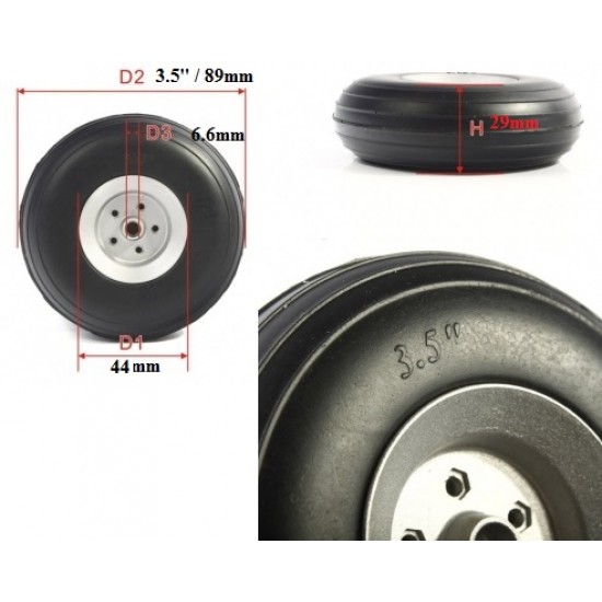 RC plane PU Wheel 3.5 inch / 89mm (pair)