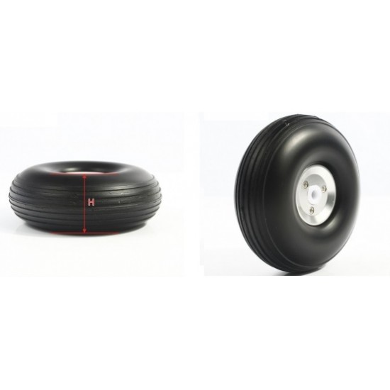 RC Airplane PU wheel with CNC Alu Hub 4" (pair)