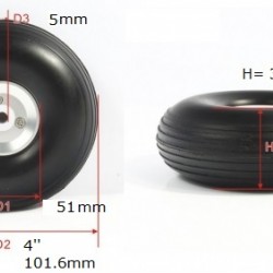 RC Airplane PU wheel with CNC Alu Hub 4" (pair)