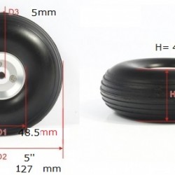 RC Airplane PU wheel with CNC Alu Hub 5" (pair)