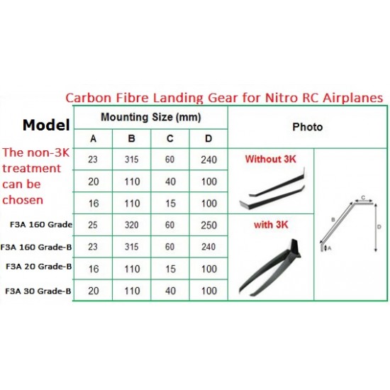 Landing Gear for F3A 160 Grade RC Airplanes (pair)