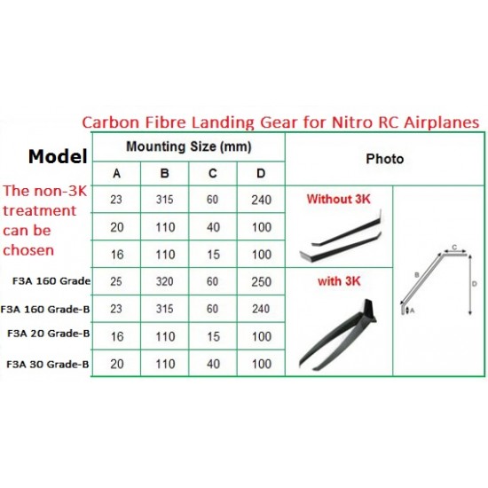 Landing Gear for F3A 30 Grade RC Airplanes (Pair)