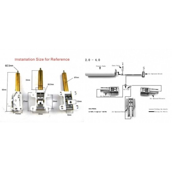 Retract Landing Gear Kit with 2 Gear Mounts