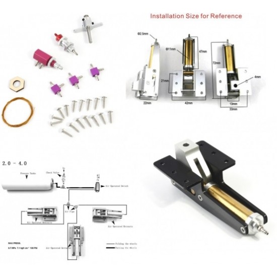 Retract Landing Gear Kit with 3 Gear Mounts