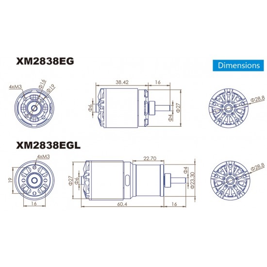 Dualsky XM2838EG-11 KV1100 Motor for Glider x2