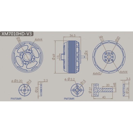 Dualsky XM7010HD-7 High Voltage 3rd Generation Multicopter Motor