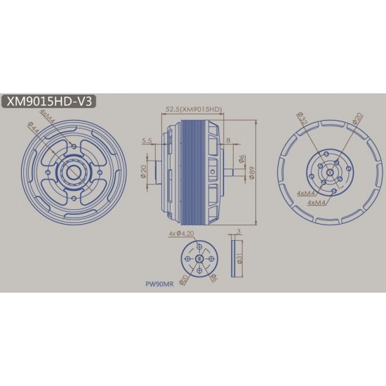 Dualsky XM9015HD-10 V3 HV and Heavy Duty Motor for Multicopter