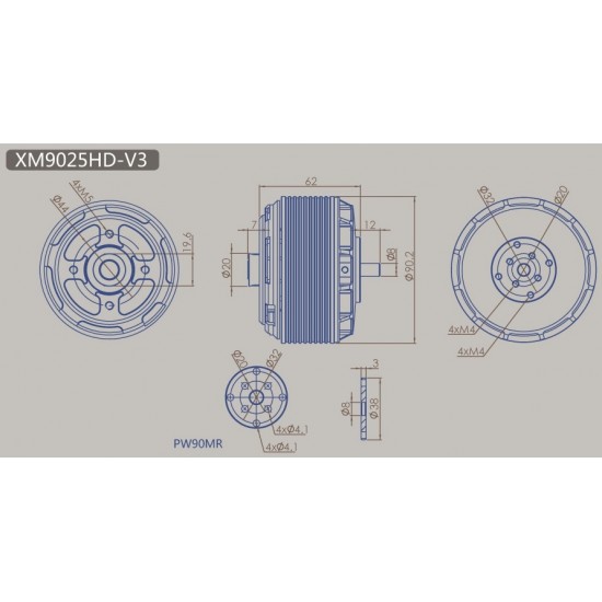 Dualsky XM9025HD-6 V3 HV and Heavy Duty Motor for Multicopter