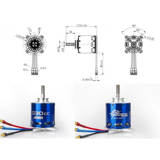 Tomcat G30CC KV200 Motor for 30CC Gas Plane conversion to Electric