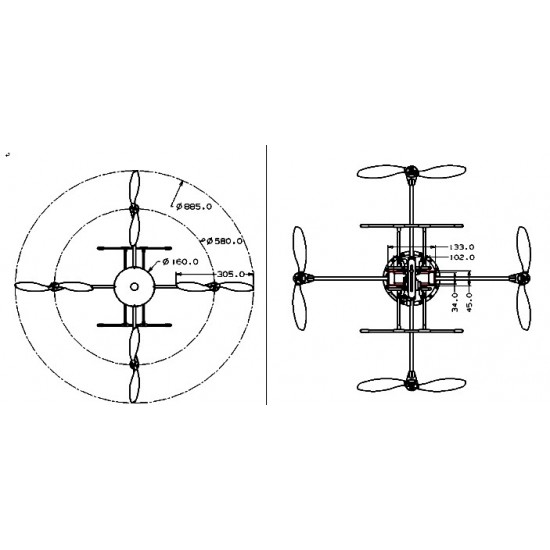 LOTUSRC T580P Quadcopter AP/AV based ARTF - DIY