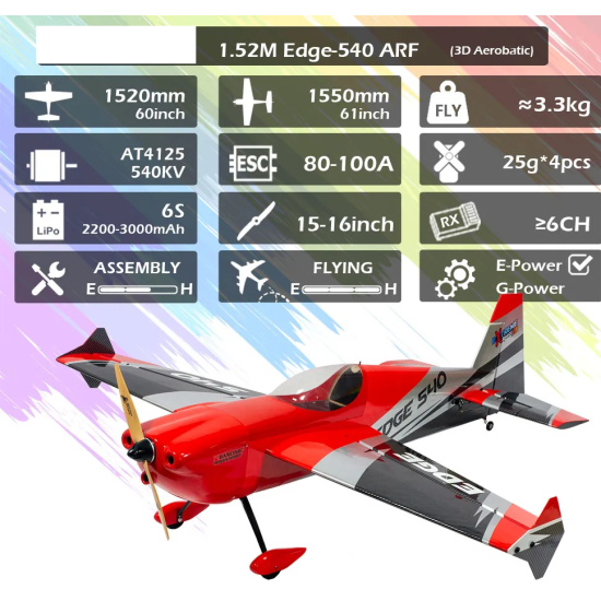 Edge 540 1.52M 60inch 3D Aerobatic Sport RC Plane 2026 ARF