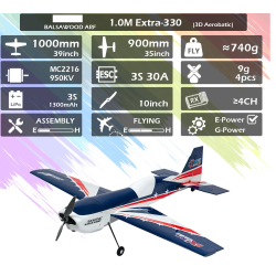 Extra-330 1.0M ARF 3D Aerobatic Sport RC Plane