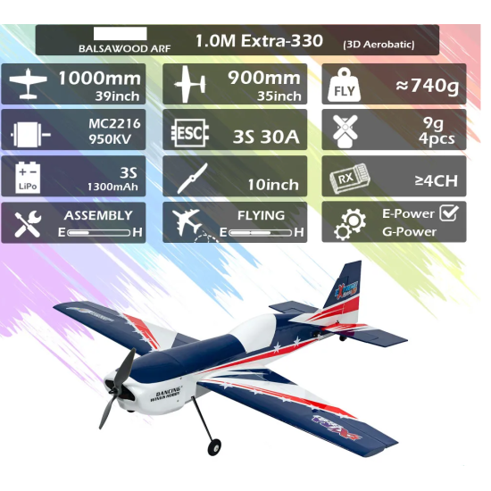 Extra-330 1.0M ARF 3D Aerobatic Sport RC Plane