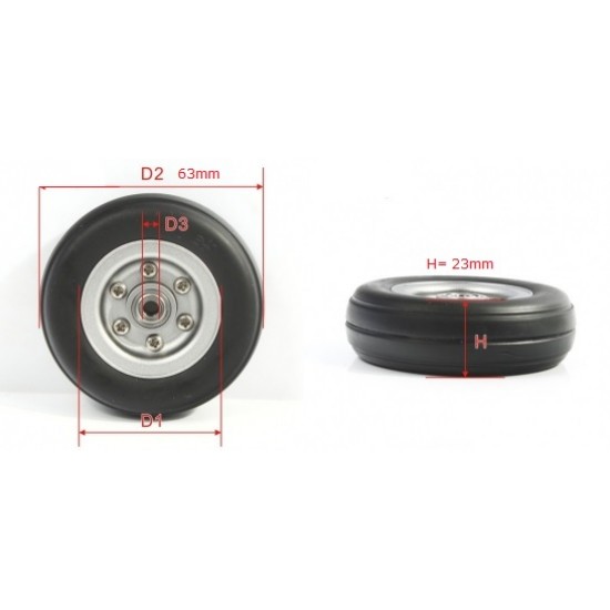 Rubber Wheel 2.5 inch for RC Plane (pair)